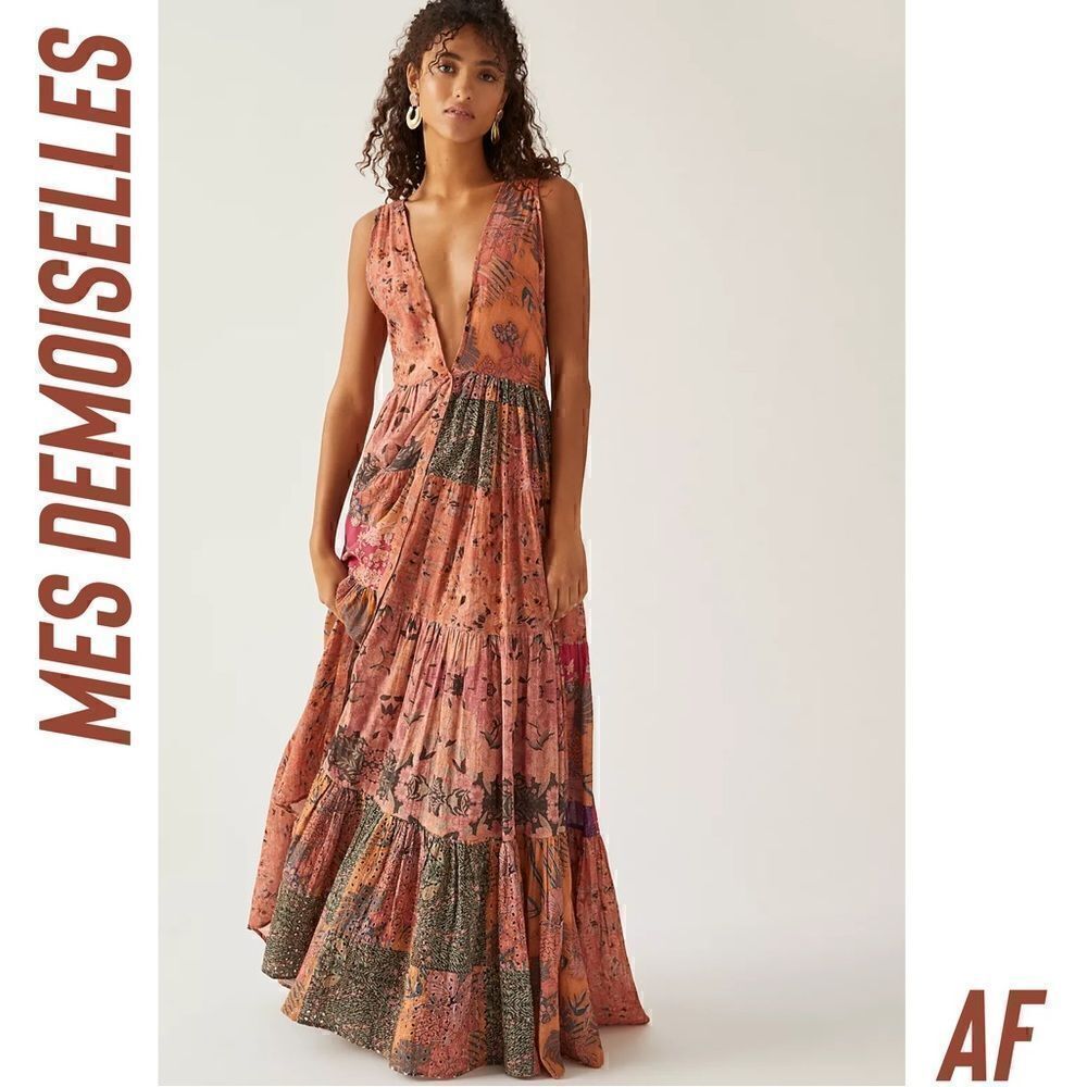 MES DEMOISELLES FLORAL EYELET MAXI DRESS NWT NEW SIZE 8